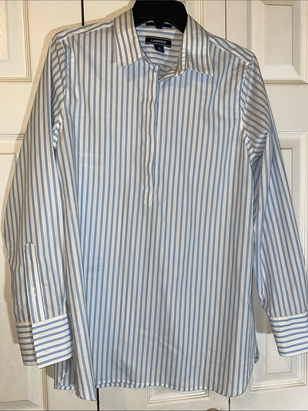 Lands' End Blue and White Striped Tunic Shirt